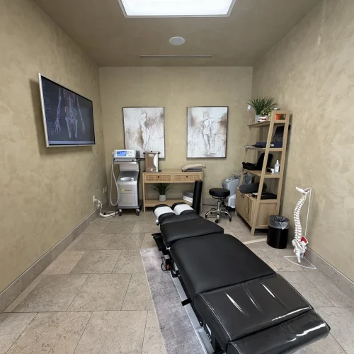 Chiropractic treatment room at the West LA office