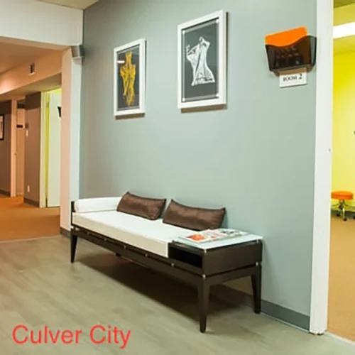 Hallway seating area at the Culver City chiropractic clinic